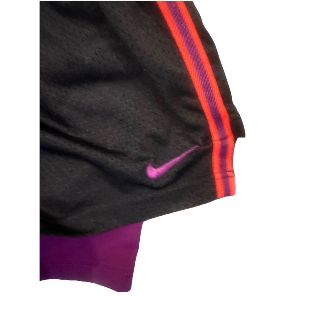 Nike Dri Fit Double-Up Shorts Womens Small Black/Grape Polyester Drawstring - Picture 3 of 6